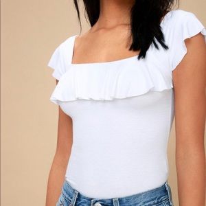 Free People white square neck ribbed top